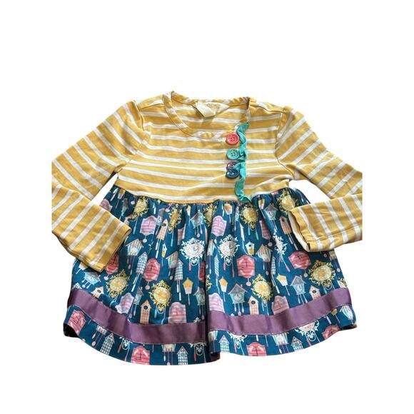 Matilda Jane Wonderment Time for Fun Tunic Top Size 2 Yellow Stripe Clock Print - Picture 10 of 11